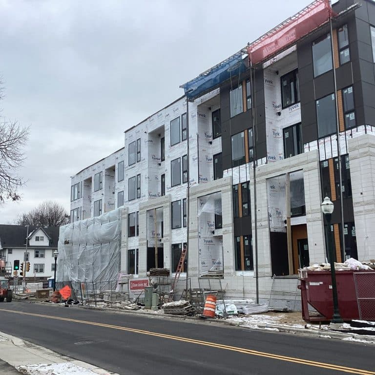 Street view of construction - The Flats at 402